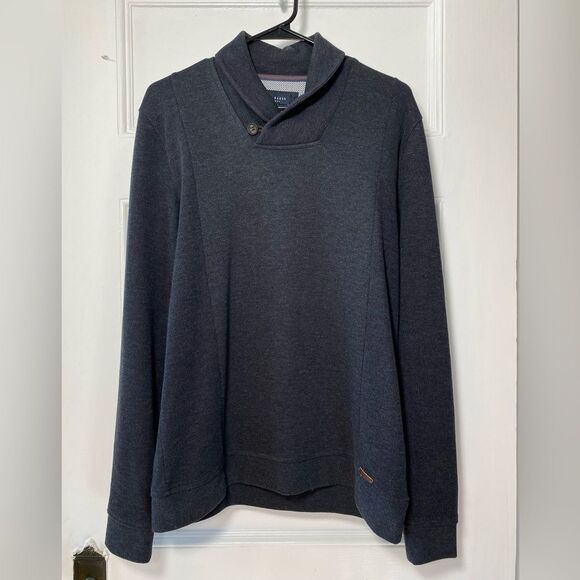 Ted Baker Men's Shawl Neck Long Sleeve Sweater Charcoal Gray Sz 40 Medium - Picture 1 of 13